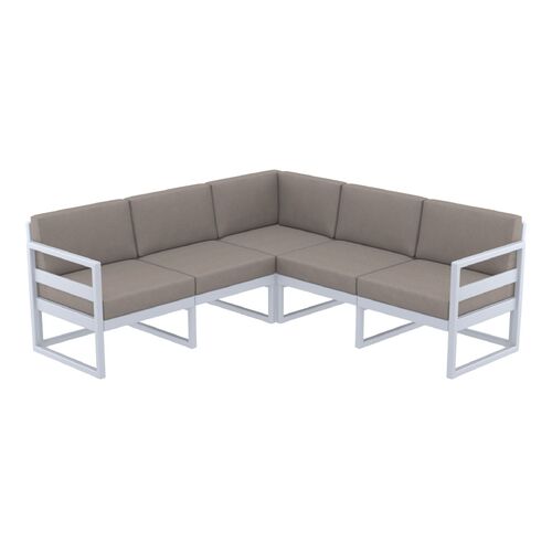 Mykonos Lounge Corner - Silver Grey with Brown Cushions
