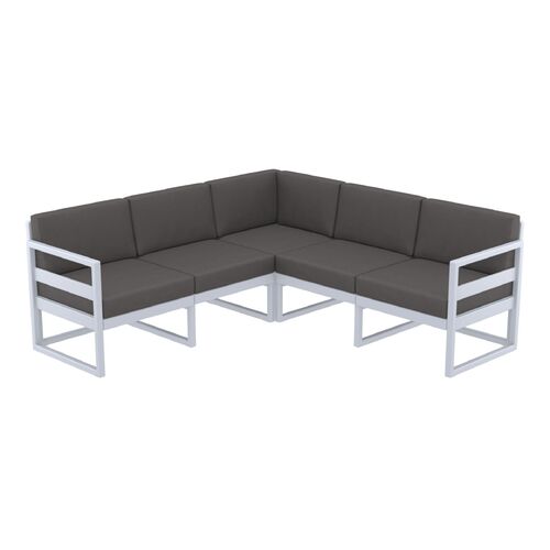 Mykonos Lounge Corner - Silver Grey with Dark Grey Cushions