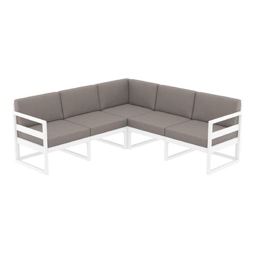 Mykonos Lounge Corner - White with Brown Cushions