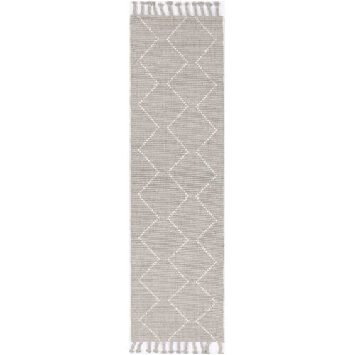 Leilani Diamond Tassel Grey Rug 80x300cm