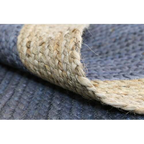 Hampton Grey Centre Jute Rug 150x150cm Round