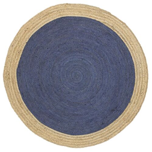 Hampton Navy Blue Centre Jute Rug 200x200cm Round