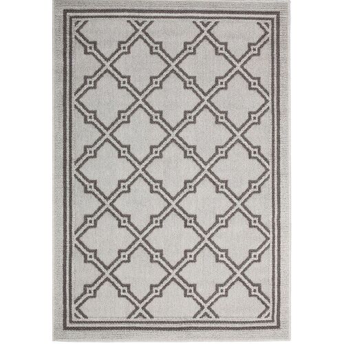 Hawaii Grey Diamond Shaped Geometric Ikat Bordered Rug 160x230cm
