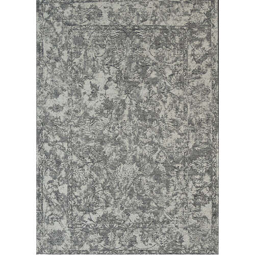 Bohemian Grey Distressed Boardered Rug 80x150cm