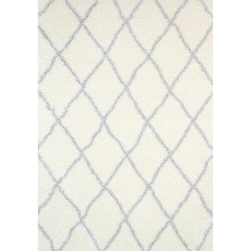 Moroccan Cream and Silver Diamond Rug 200X290cm
