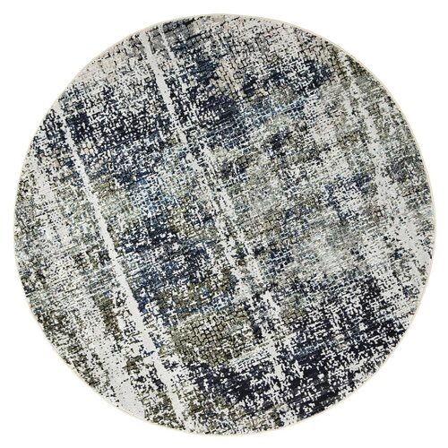 Roman Mosaic Distressed Modern Navy Round Rug 160x160 cm Round