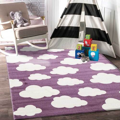 Piccolo  Pink and White Cloud Kids Rug 120x170cm