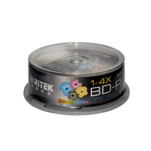 Ritek Blu-Ray BD-R 2X 25GB 130Min White Top Printable 25pcs