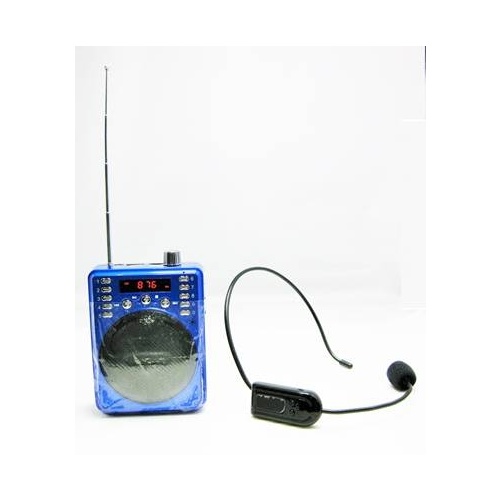 Portable Non-Bluetooth Voice Amplifier Includes Wireless FM Headset & Wired Headset (Blue)