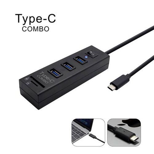 Type C  USB3.1 HUB for Apple PC 3 Port with switch + Card Reader Combo