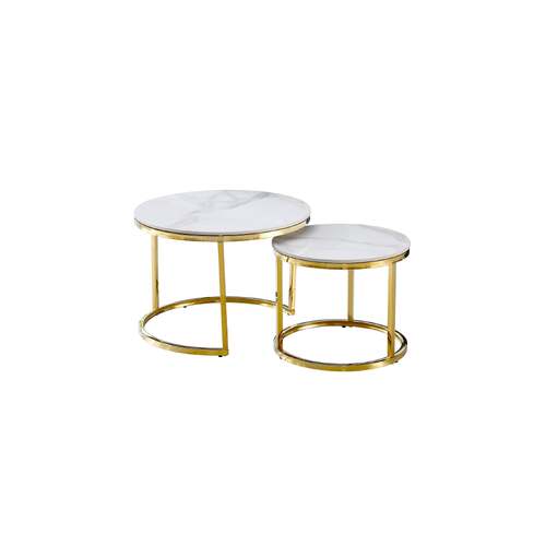 Nesting Style Coffee Table - White on Gold - 60cm/45cm