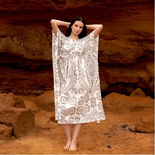Linen Connections Cotton Kaftan Kimono Caridgan Summer Clothing Valentine Mother's Day Gift Maxi Dress Maternity Wear Christmas Gift for her | Off Whi