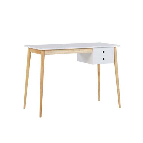 Oslo Desk with Drawer in White & Natural