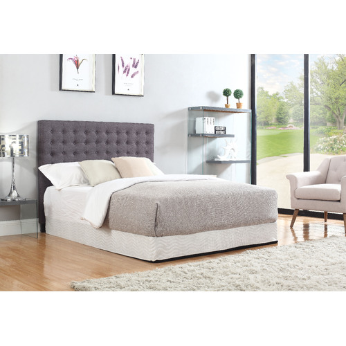 Bed Head Double Charcoal Headboard Upholstery Fabric Tufted Buttons
