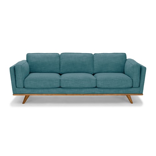 3 Seater Sofa Teal Fabric Lounge Set for Living Room Couch with Wooden Frame