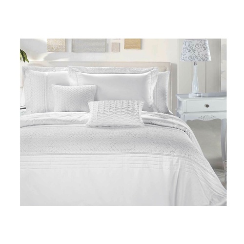 Queen Size Elisa White Embroidery Quilt Cover Set(3PCS)