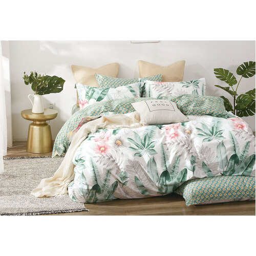 King Size 3pcs Cotton Floral Leaf Quilt Cover Set