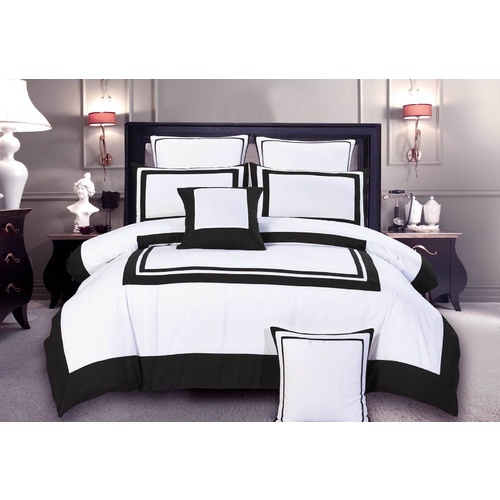 Luxton Super King Size Modern White Black Rectangle Pattern Quilt Cover Set (3PCS)