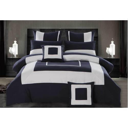 Luxton Super King Size 3pcs Navy Blue, Spanish Super King Bed Sizes