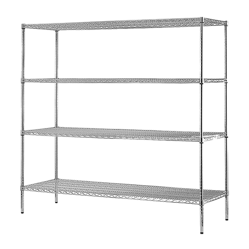 Modular Chrome Wire Storage Shelf 1500 x 350 x 1800 Steel Shelving