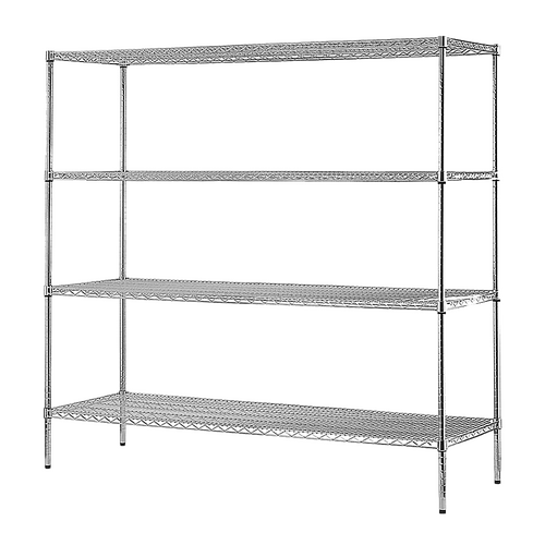 Modular Chrome Wire Storage Shelf 1500 x 450 x 1800 Steel Shelving
