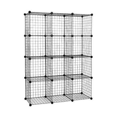 12 Cube Wire Grid Organiser Bookcase Storage Cabinet Wardrobe Closet Black