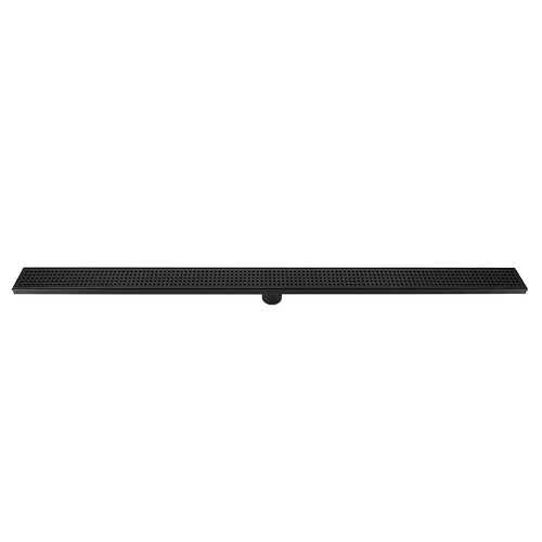 1200mm Bathroom Shower Black Grate Drain w/Centre outlet Floor Waste Square Pattern