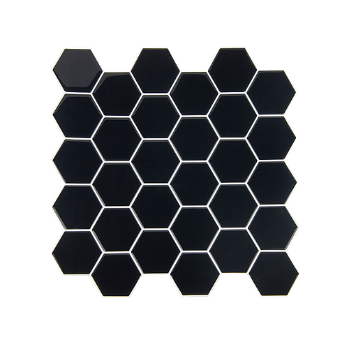 Tiles 3D Peel and Stick Wall Tile Hexagonal Mosaic Black 10 Sheets