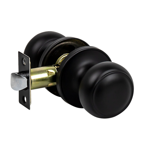 Door Handle Set Passage Function Round Black