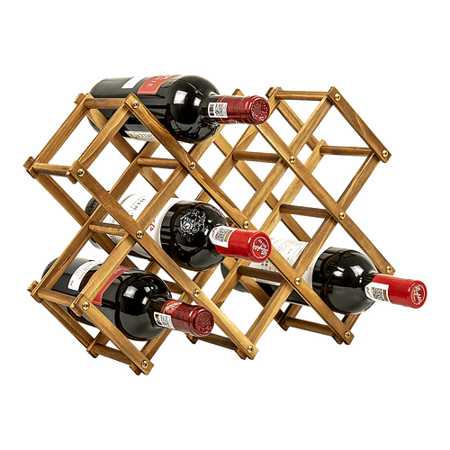 Wooden Wine Rack Freestanding 10 Bottles Countertop Storage