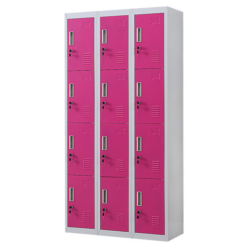 12-Door Locker for Office Gym Shed School Home Storage - Standard Lock with 2 Keys
