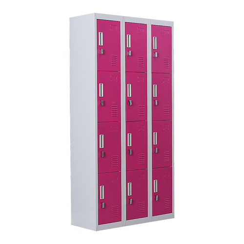 12-Door Locker for Office Gym Shed School Home Storage - Padlock-operated