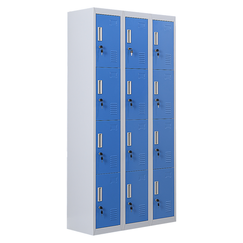 12-Door Locker for Office Gym Shed School Home Storage - Standard Lock with Keys