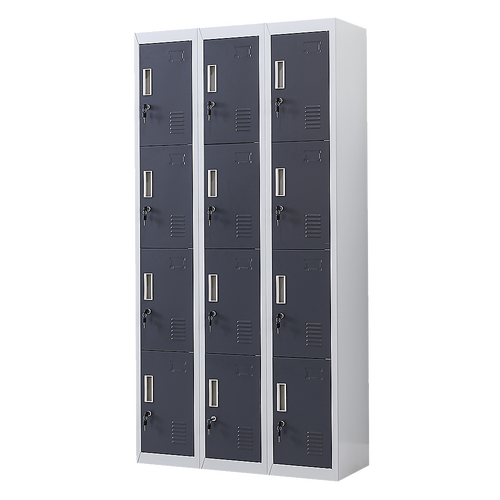 12-Door Locker for Office Gym Shed School Home Storage - Standard Lock with Keys