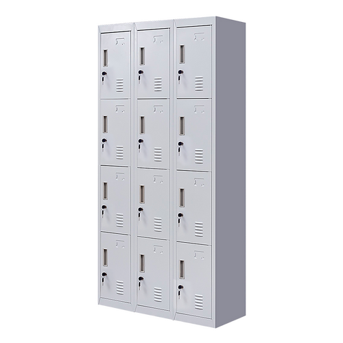 12-Door Locker for Office Gym Shed School Home Storage - Standard Lock with Keys