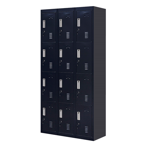 12-Door Locker for Office Gym Shed School Home Storage - Standard Lock with Keys