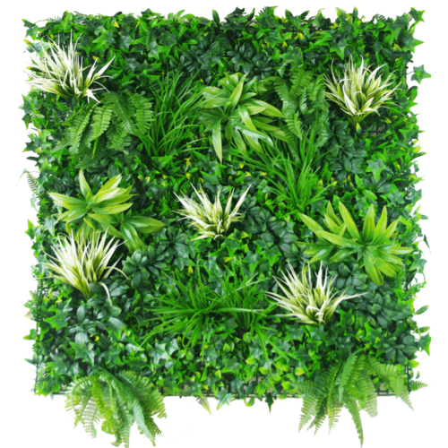 White Grassy Greenery Vertical Garden / Green Wall UV Resistant 100cm x 100cm