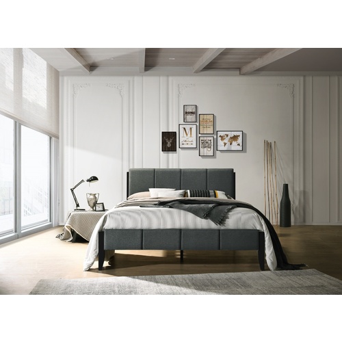 Fabric Upholstered Bed Frame in Charcoal - Double