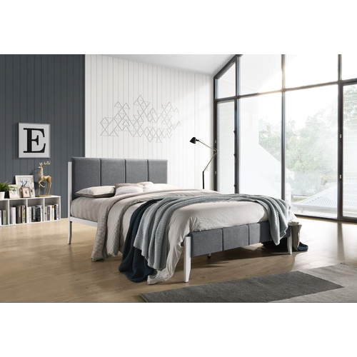 Fabric Upholstered Bed Frame in Grey - Double