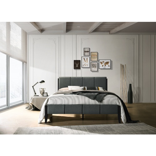 Fabric Upholstered Bed Frame in Charcoal - King
