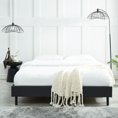 Modern Minimalist Charcoal Bed Base Frame King Single