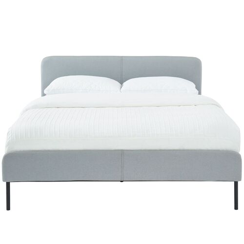 Modern Minimalist Stone Grey Bed frame with Curved Headboard Queen