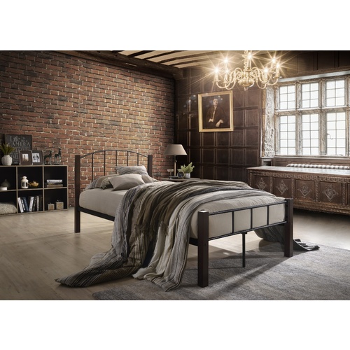 KING SINGLE  bed frame w/ solidwood post in Black + Wenge