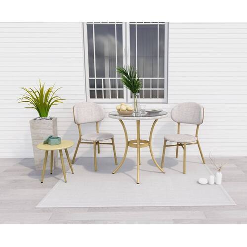 Curly Natural and White 2 Seater Rattan Outdoor Bistro Set