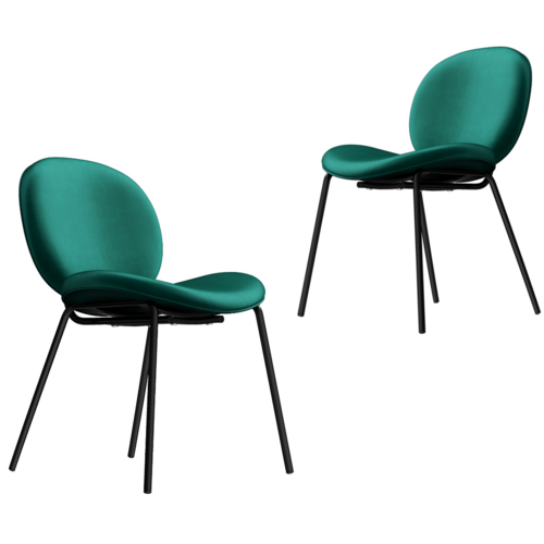 Set of 2 Barstool Murray Emerald Velvet Dining Chair 