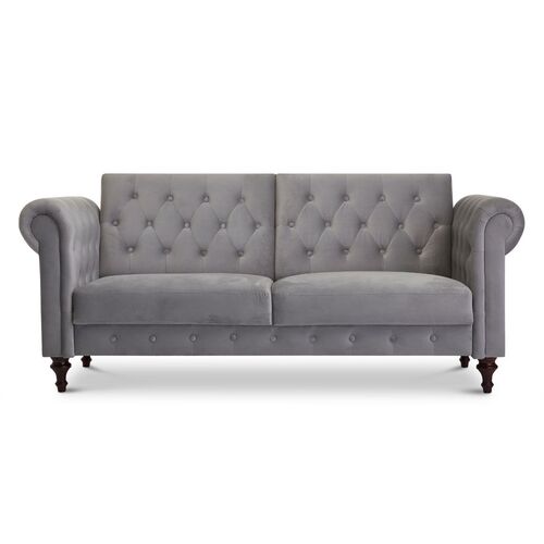 Philip Light Grey Velvet 3-Seater Sofa