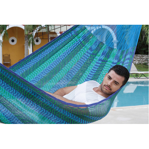 Mayan Legacy Single Size Cotton Mexican Hammock in Caribe Colour