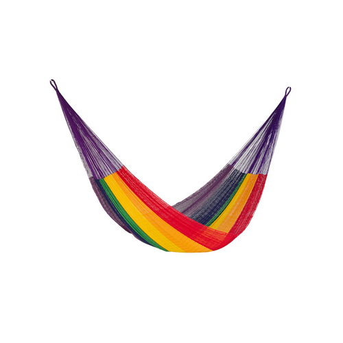 Mayan Legacy Single Size Cotton Mexican Hammock in Rainbow Colour