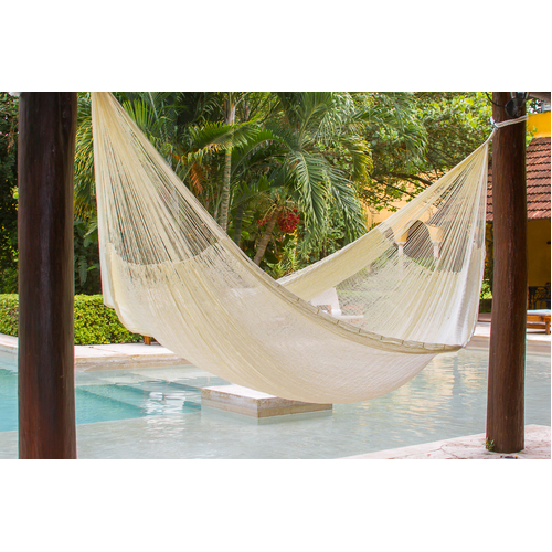 Mayan Legacy King Size Cotton Mexican Hammock in Cream Colour