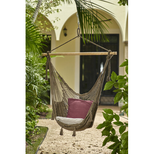 Mayan Legacy Extra Large Outdoor Cotton Mexican Hammock Chair in Cedar Colour